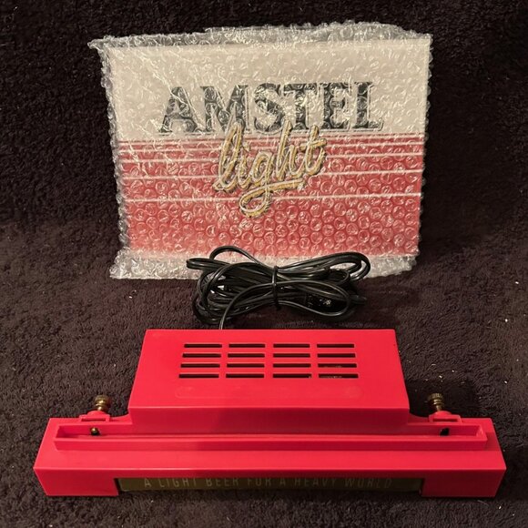Vintage Lighted Plastic Amstel Light "A Light Beer for a Heavy World" Sign - Picture 5 of 7